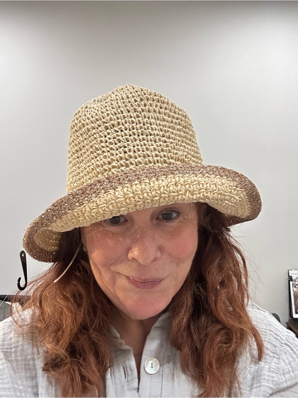 Woven Straw Sun Hat with Contrast Brim - Natural/Tan